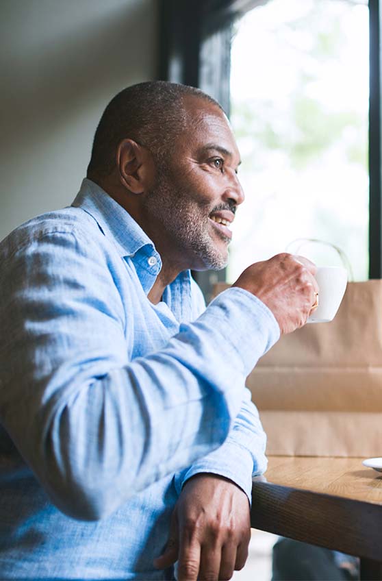 man drinking coffee